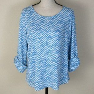 Chico's Blue and White Top Size XL